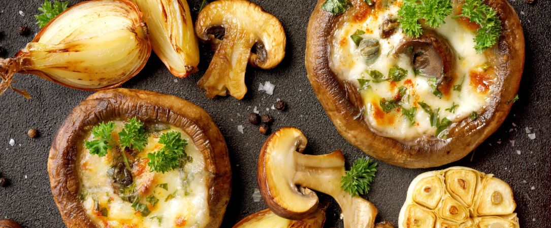 
                  Champignons überbacken